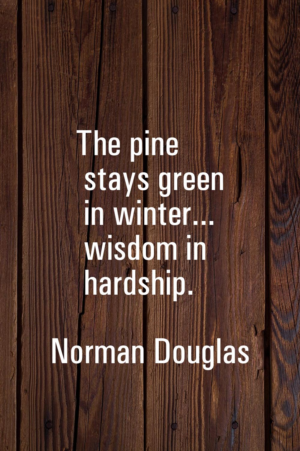 The pine stays green in winter... wisdom in hardship.