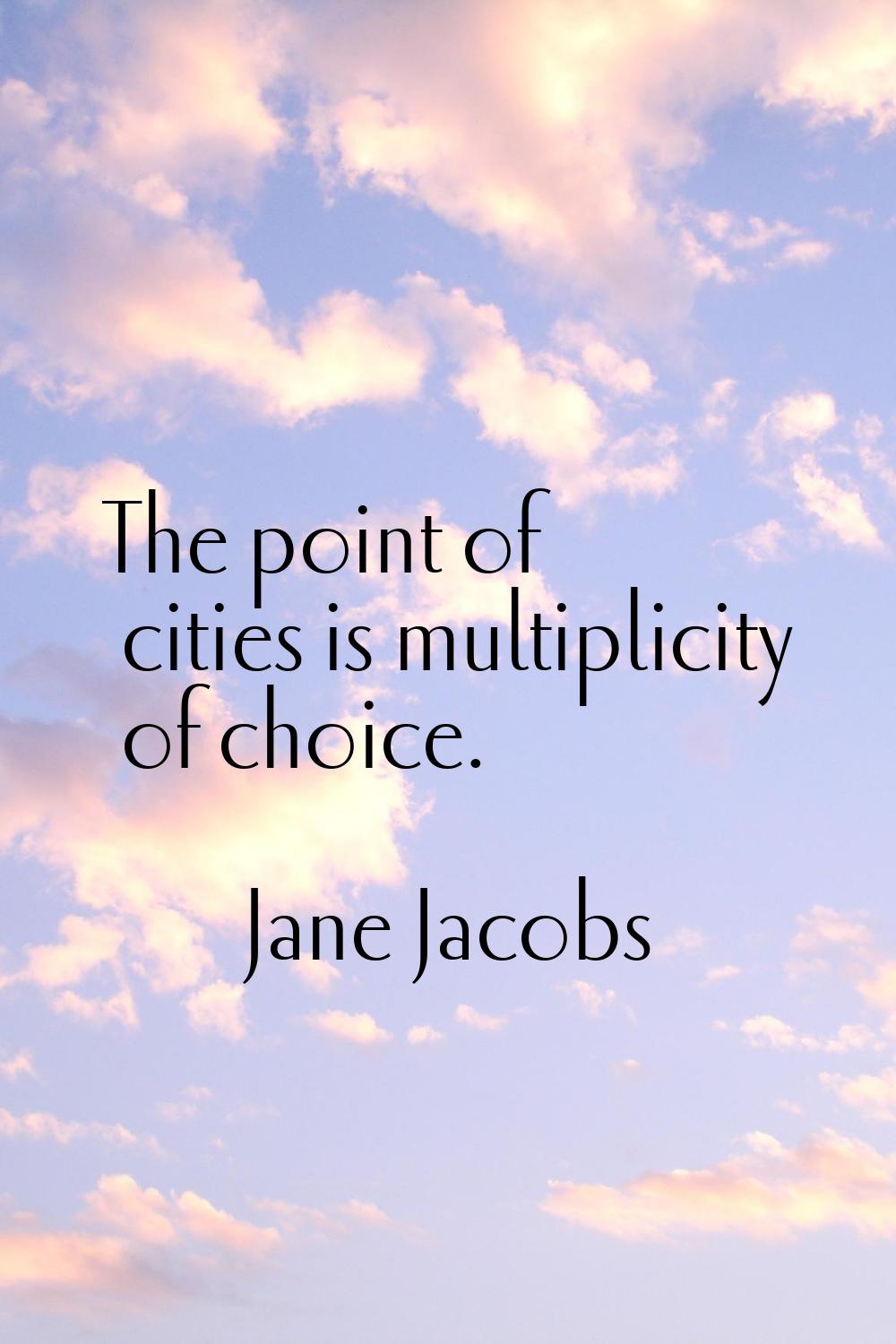 The point of cities is multiplicity of choice.