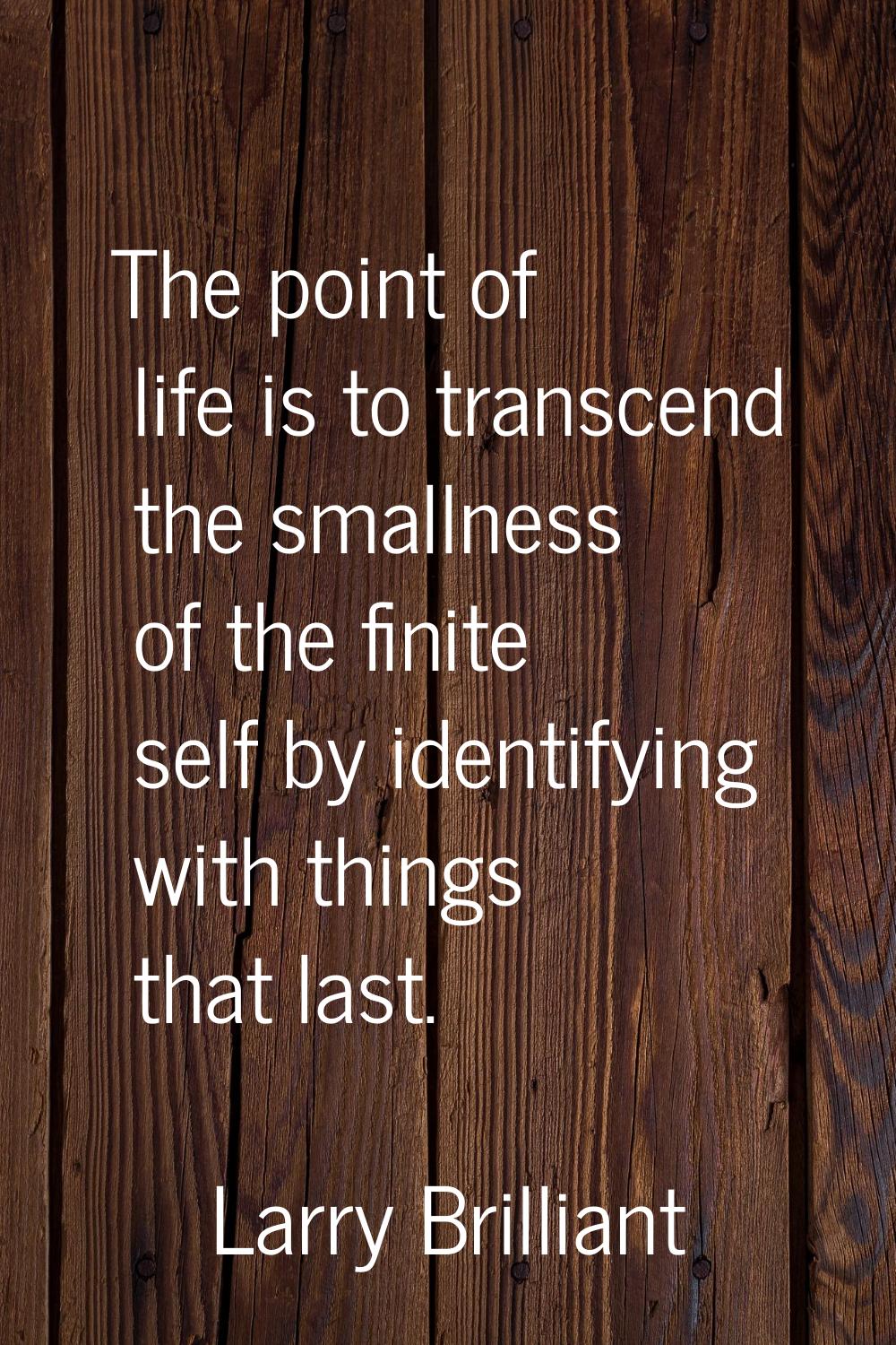 The point of life is to transcend the smallness of the finite self by identifying with things that 