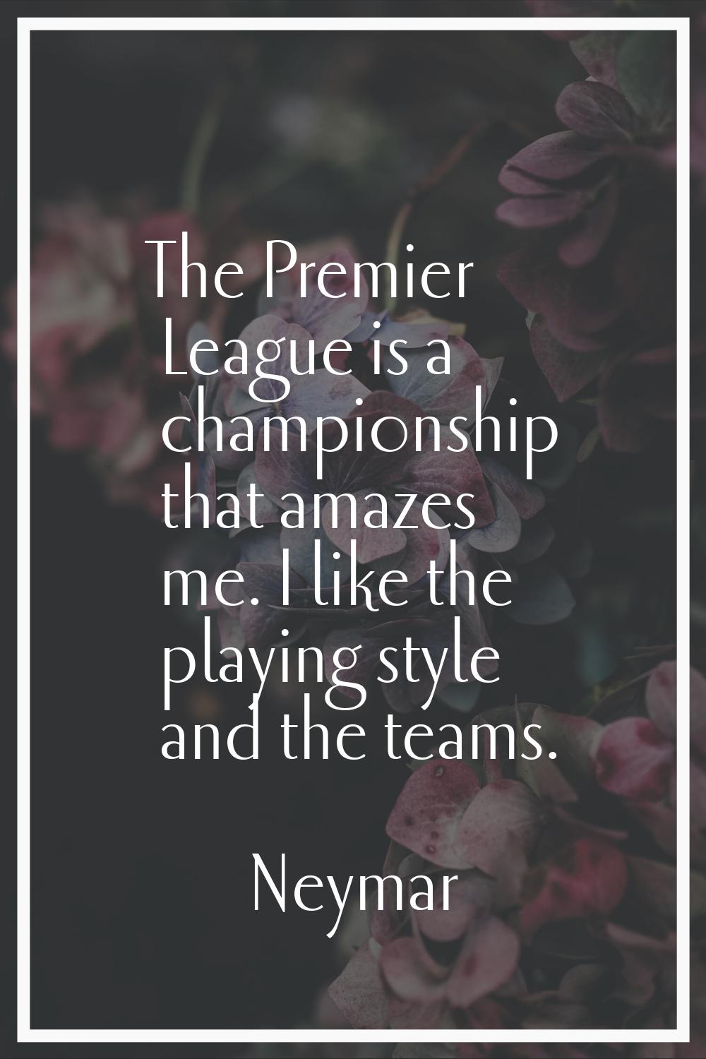 The Premier League is a championship that amazes me. I like the playing style and the teams.