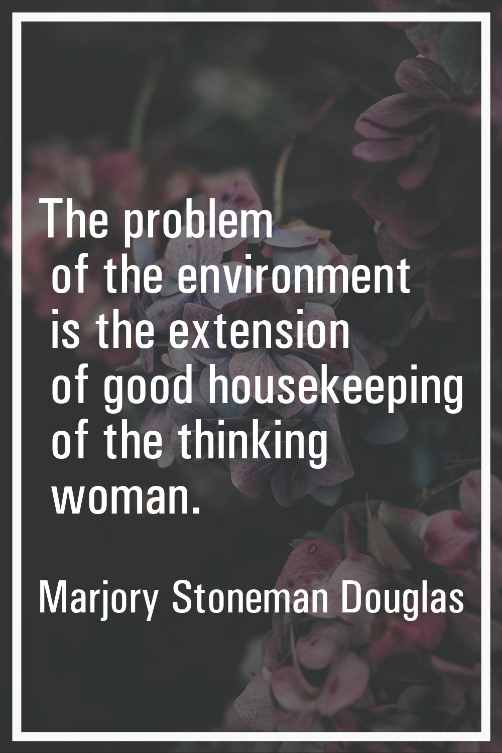 The problem of the environment is the extension of good housekeeping of the thinking woman.