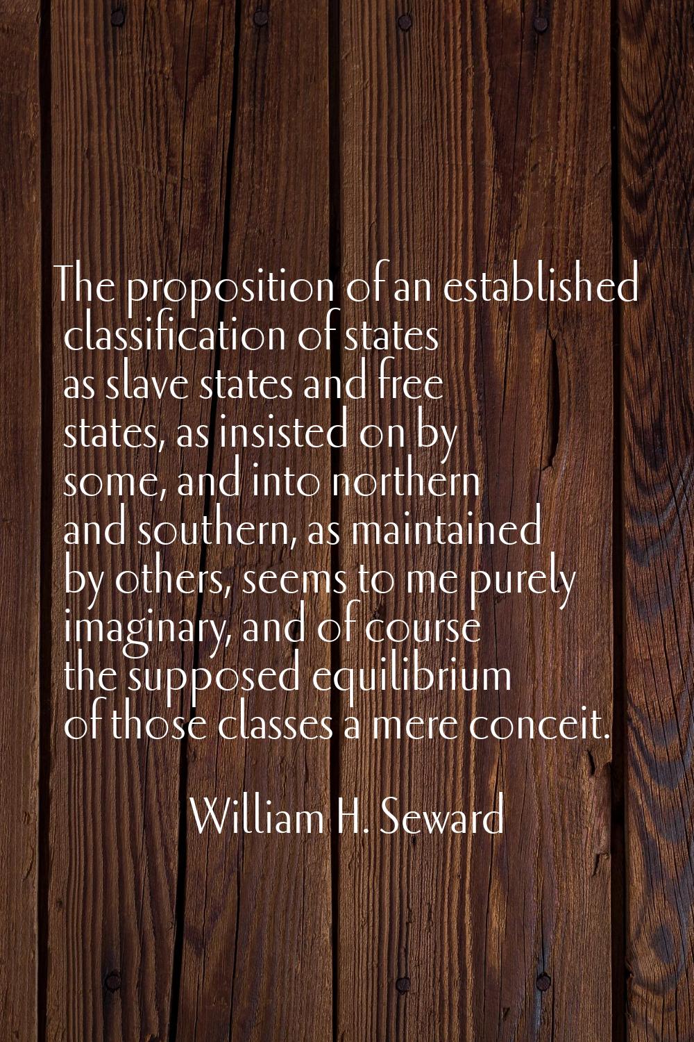 The proposition of an established classification of states as slave states and free states, as insi