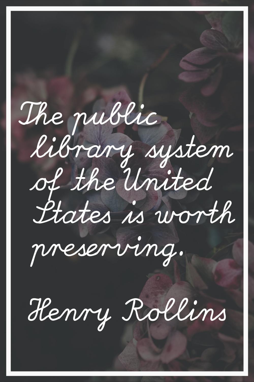 The public library system of the United States is worth preserving.