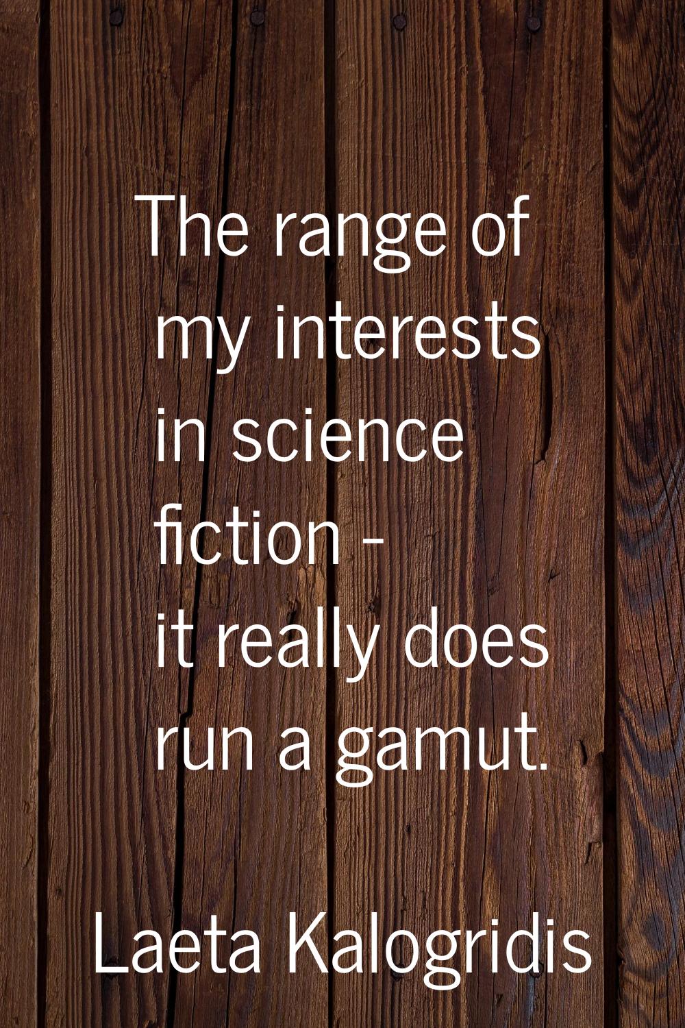 The range of my interests in science fiction - it really does run a gamut.