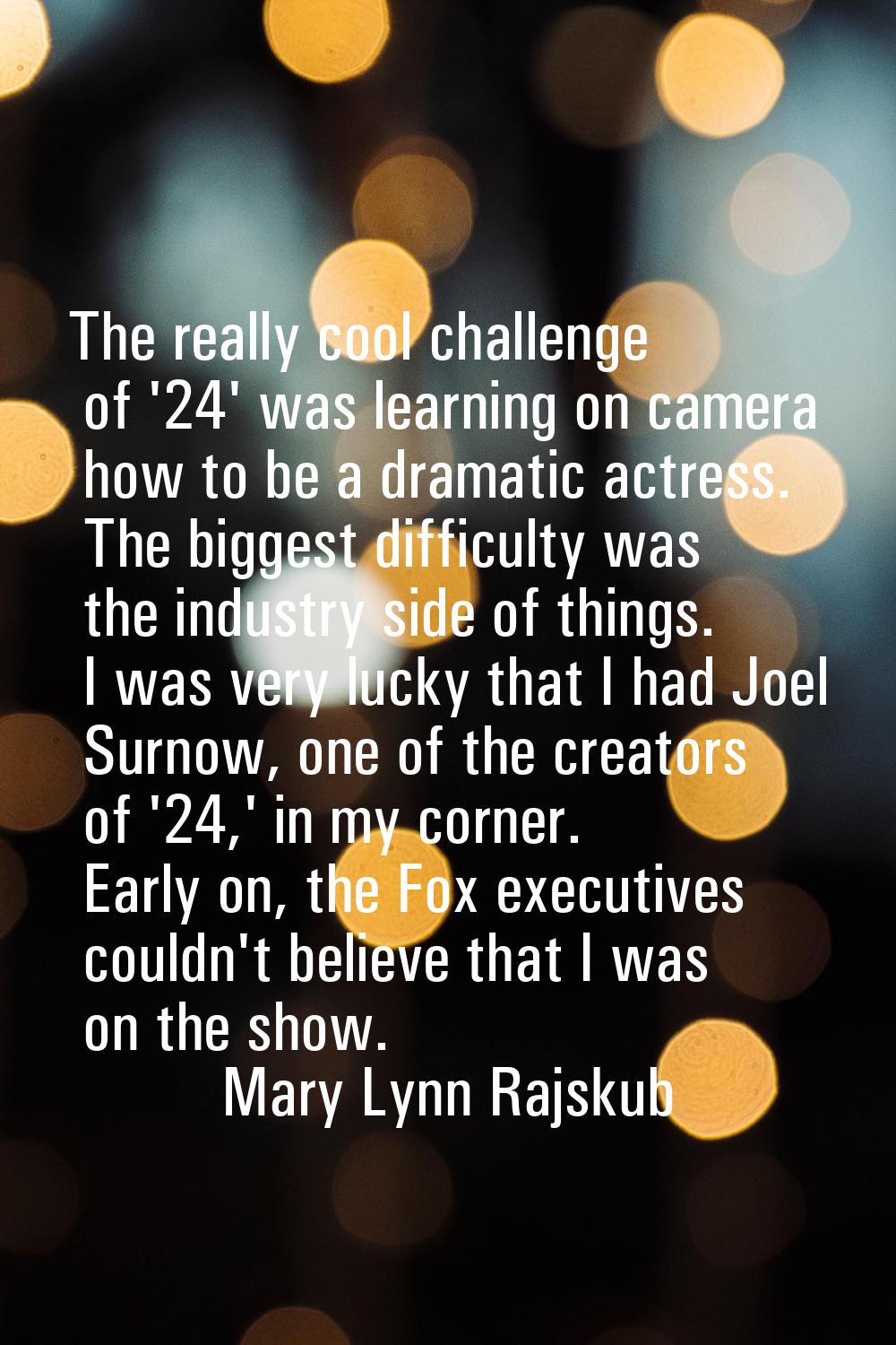 The really cool challenge of '24' was learning on camera how to be a dramatic actress. The biggest 