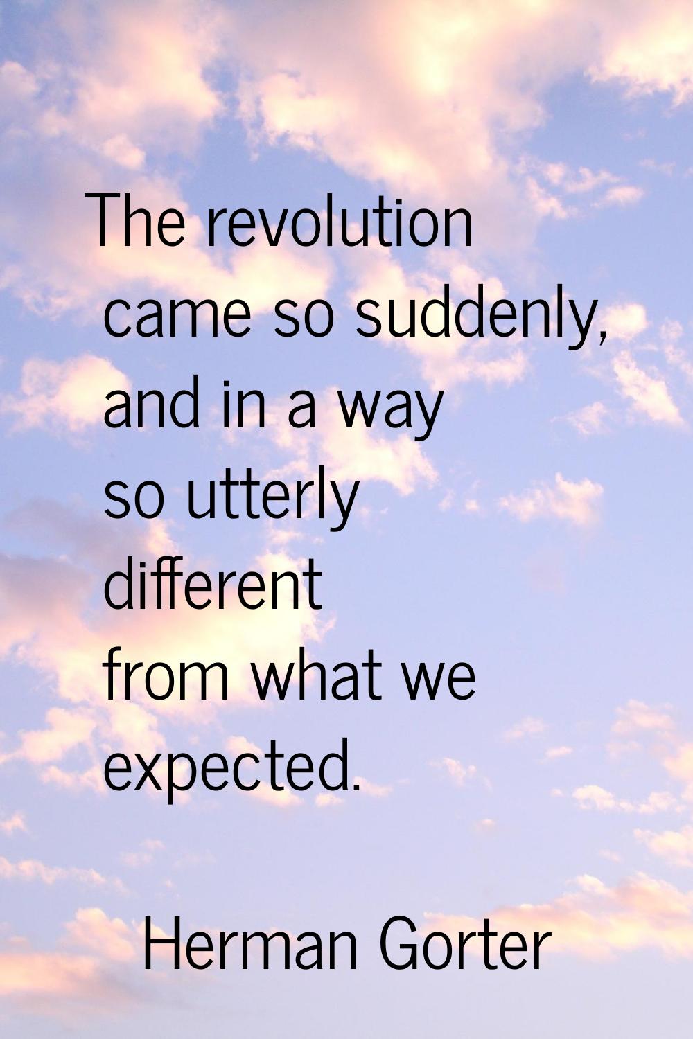 The revolution came so suddenly, and in a way so utterly different from what we expected.