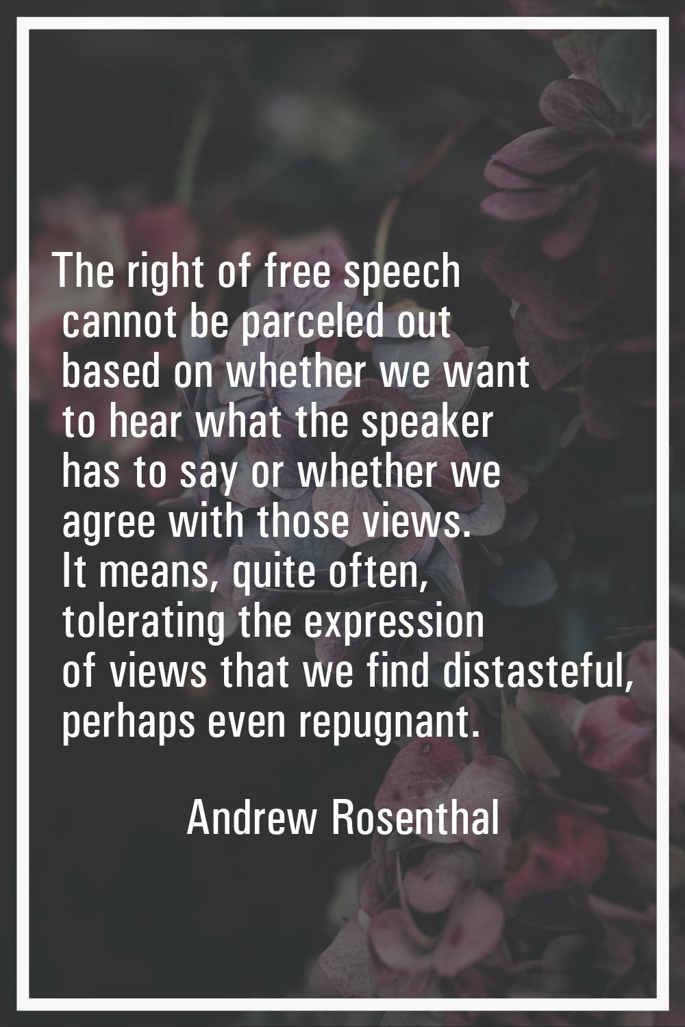 The right of free speech cannot be parceled out based on whether we want to hear what the speaker h