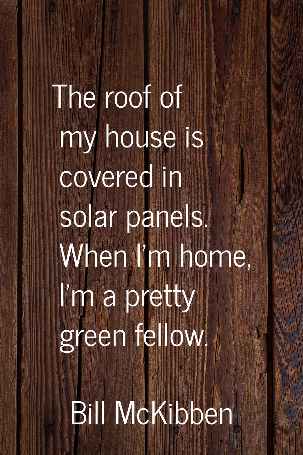 The roof of my house is covered in solar panels. When I'm home, I'm a pretty green fellow.