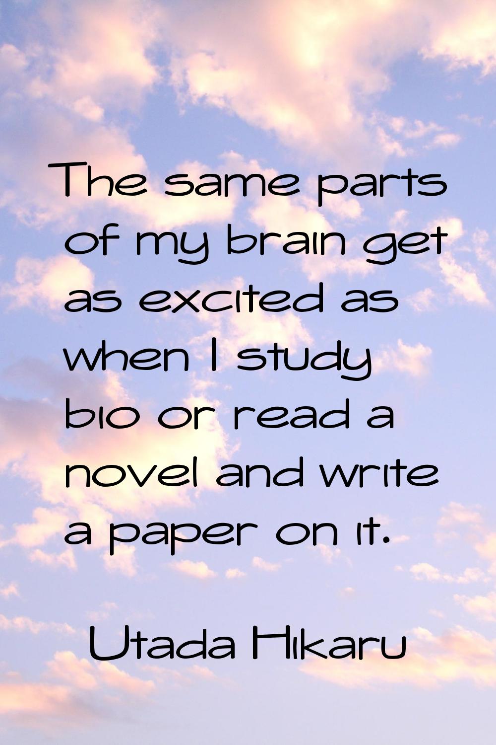 The same parts of my brain get as excited as when I study bio or read a novel and write a paper on 