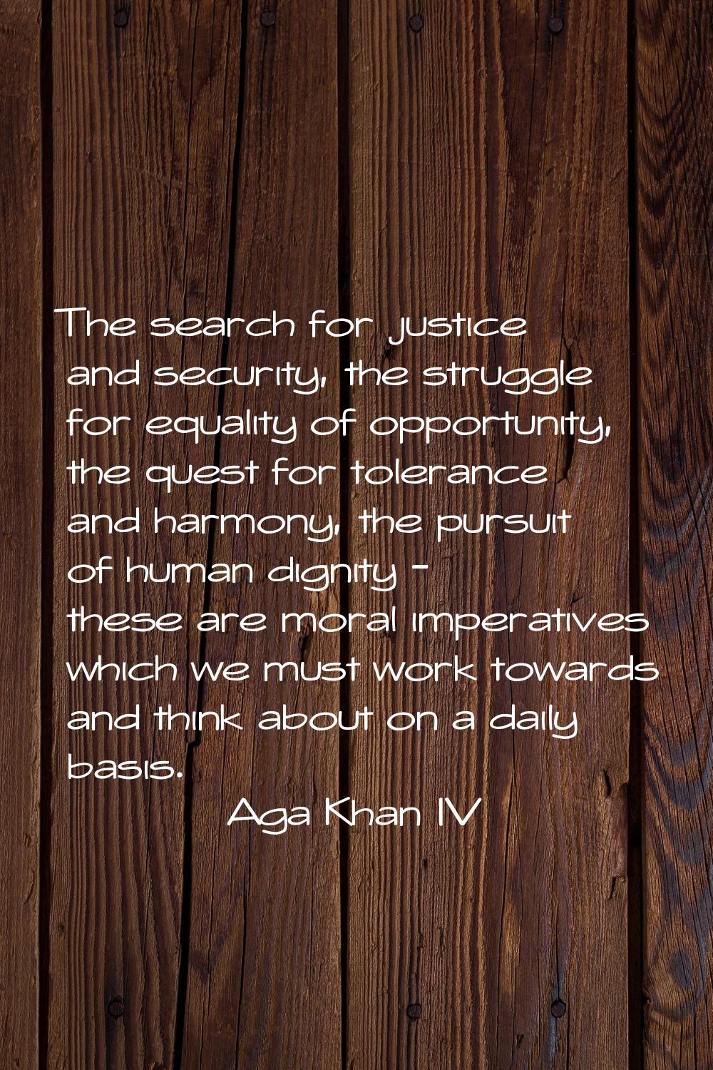 The search for justice and security, the struggle for equality of opportunity, the quest for tolera
