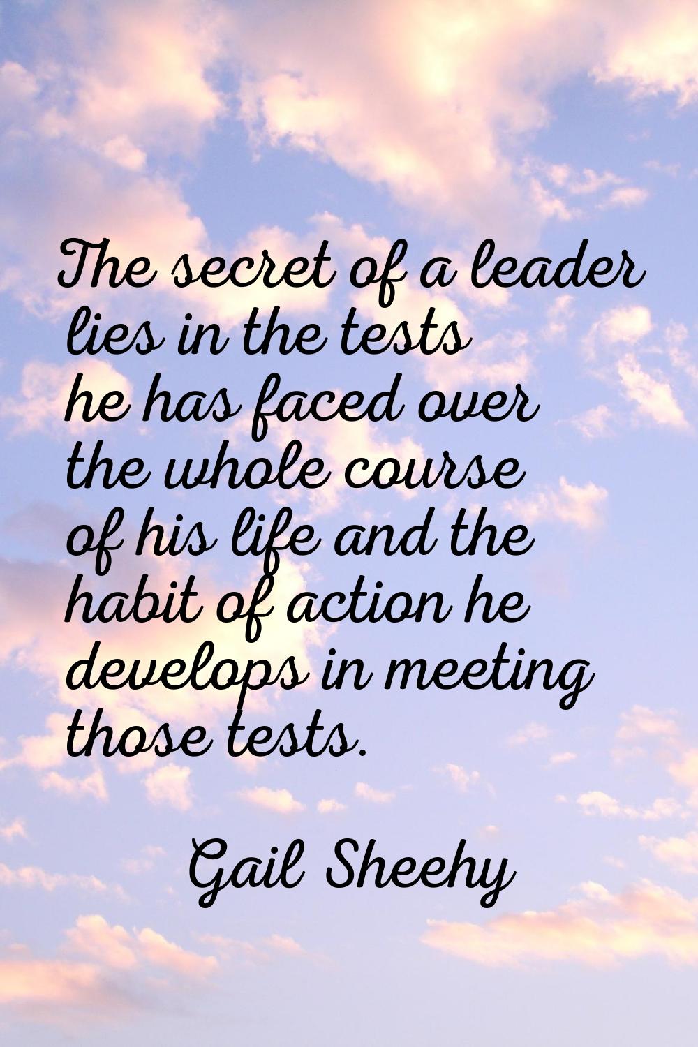 The secret of a leader lies in the tests he has faced over the whole course of his life and the hab