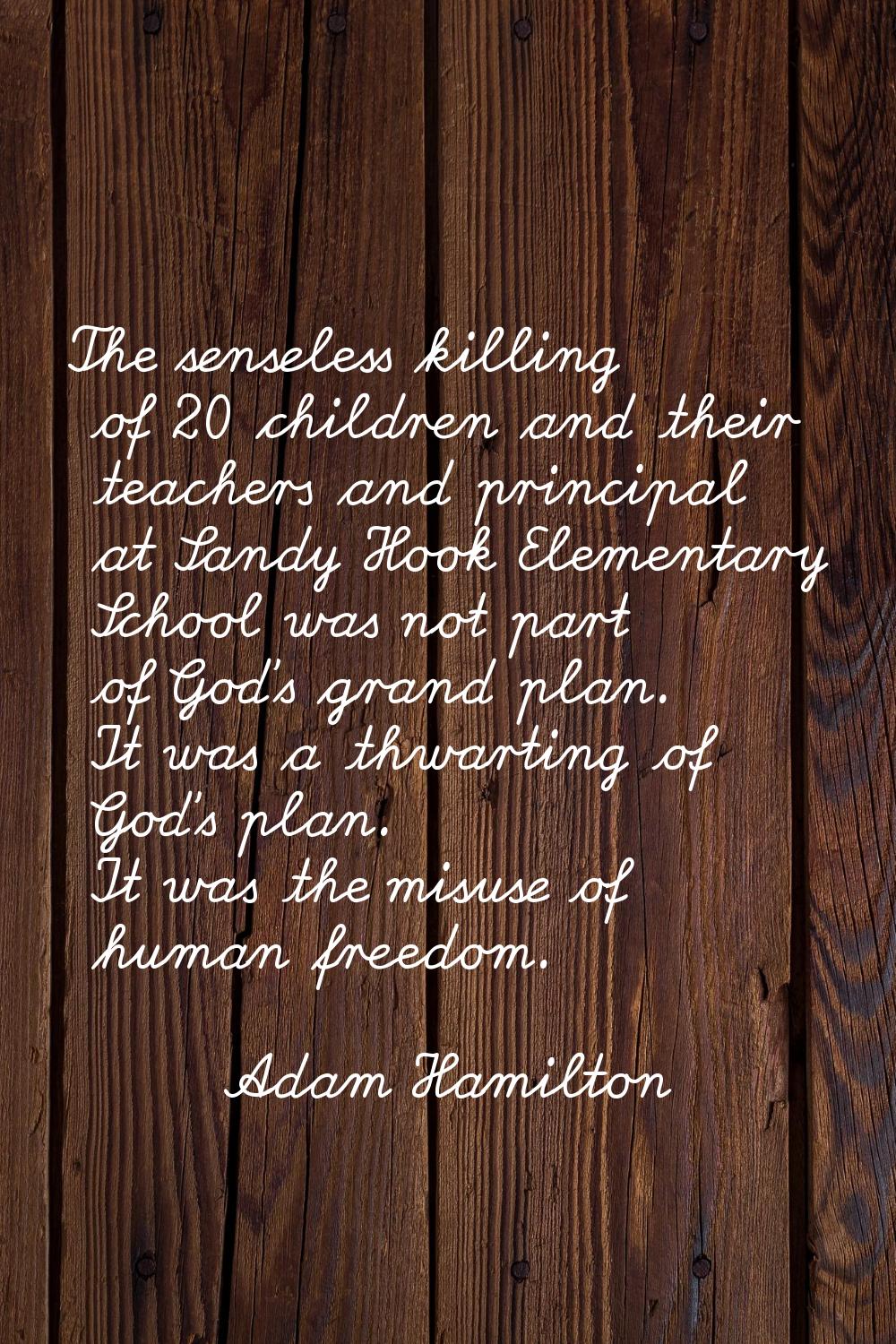 The senseless killing of 20 children and their teachers and principal at Sandy Hook Elementary Scho