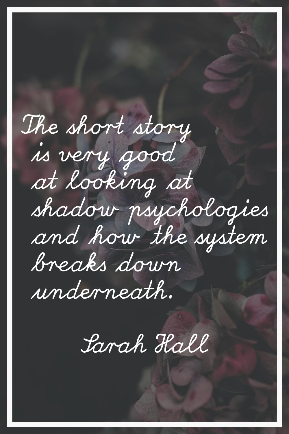 The short story is very good at looking at shadow psychologies and how the system breaks down under