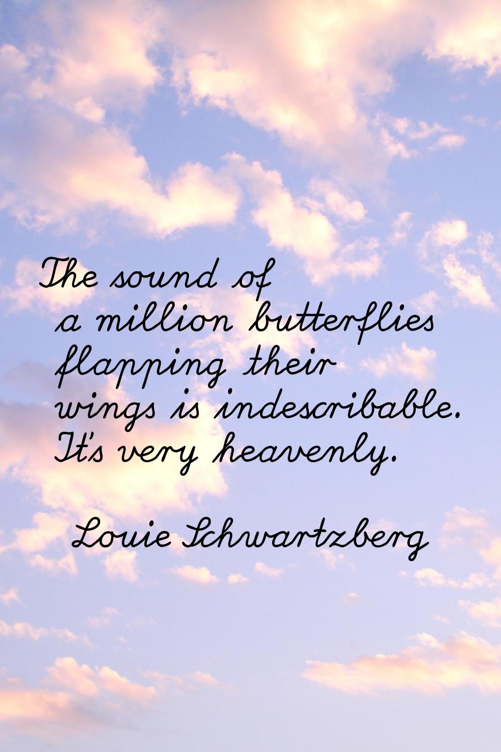 The sound of a million butterflies flapping their wings is indescribable. It's very heavenly.