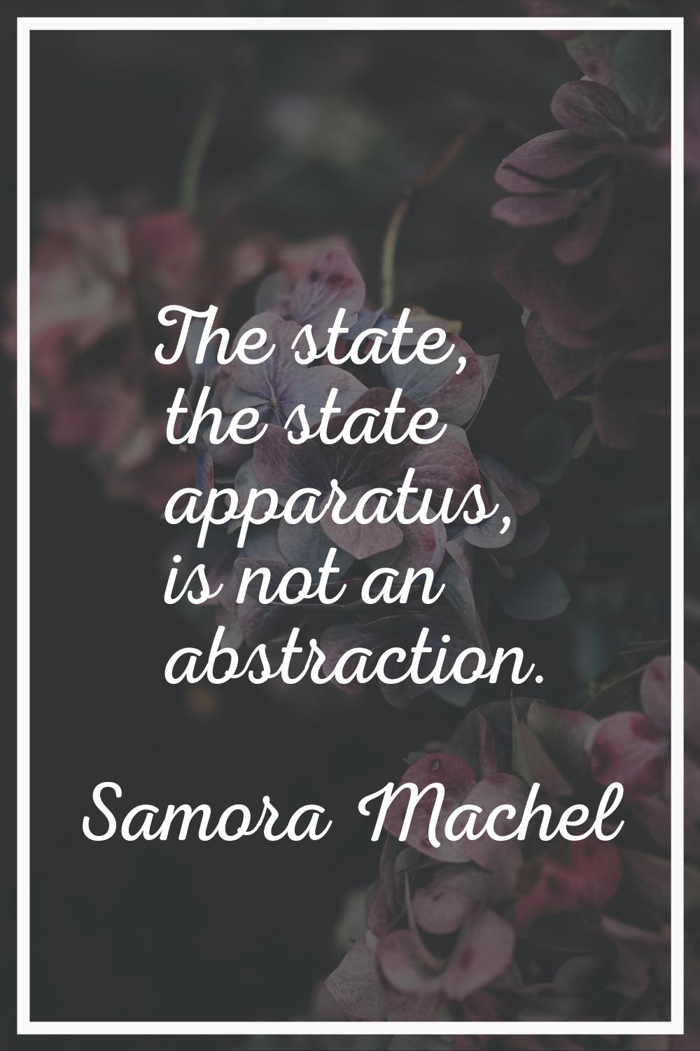 The state, the state apparatus, is not an abstraction.