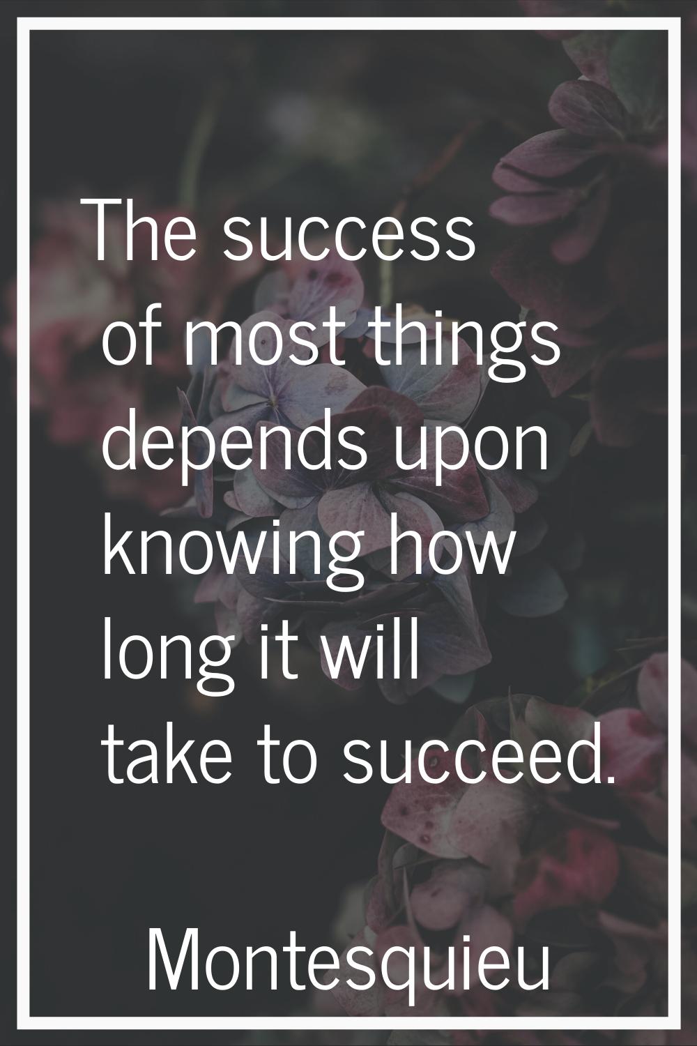 The success of most things depends upon knowing how long it will take to succeed.