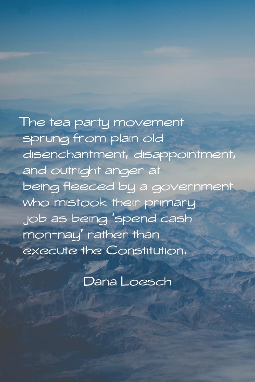 The tea party movement sprung from plain old disenchantment, disappointment, and outright anger at 