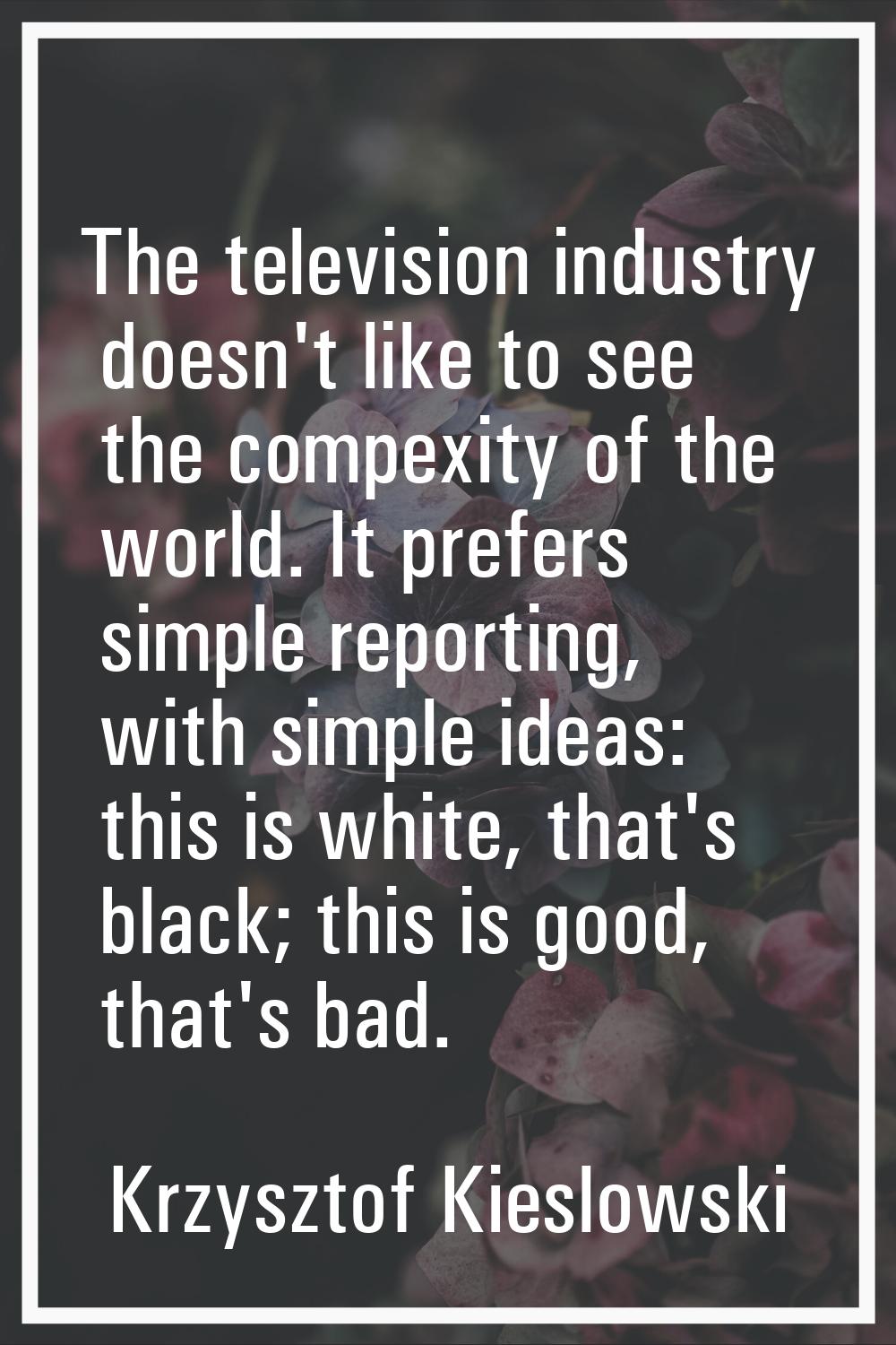 The television industry doesn't like to see the compexity of the world. It prefers simple reporting