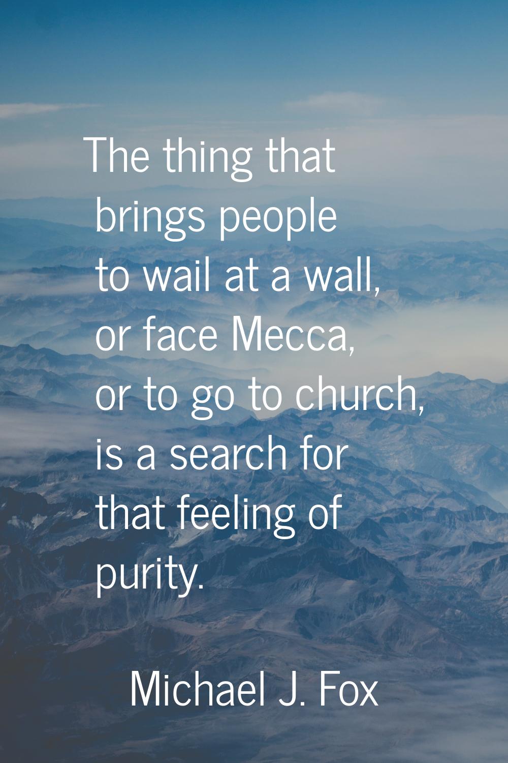 The thing that brings people to wail at a wall, or face Mecca, or to go to church, is a search for 