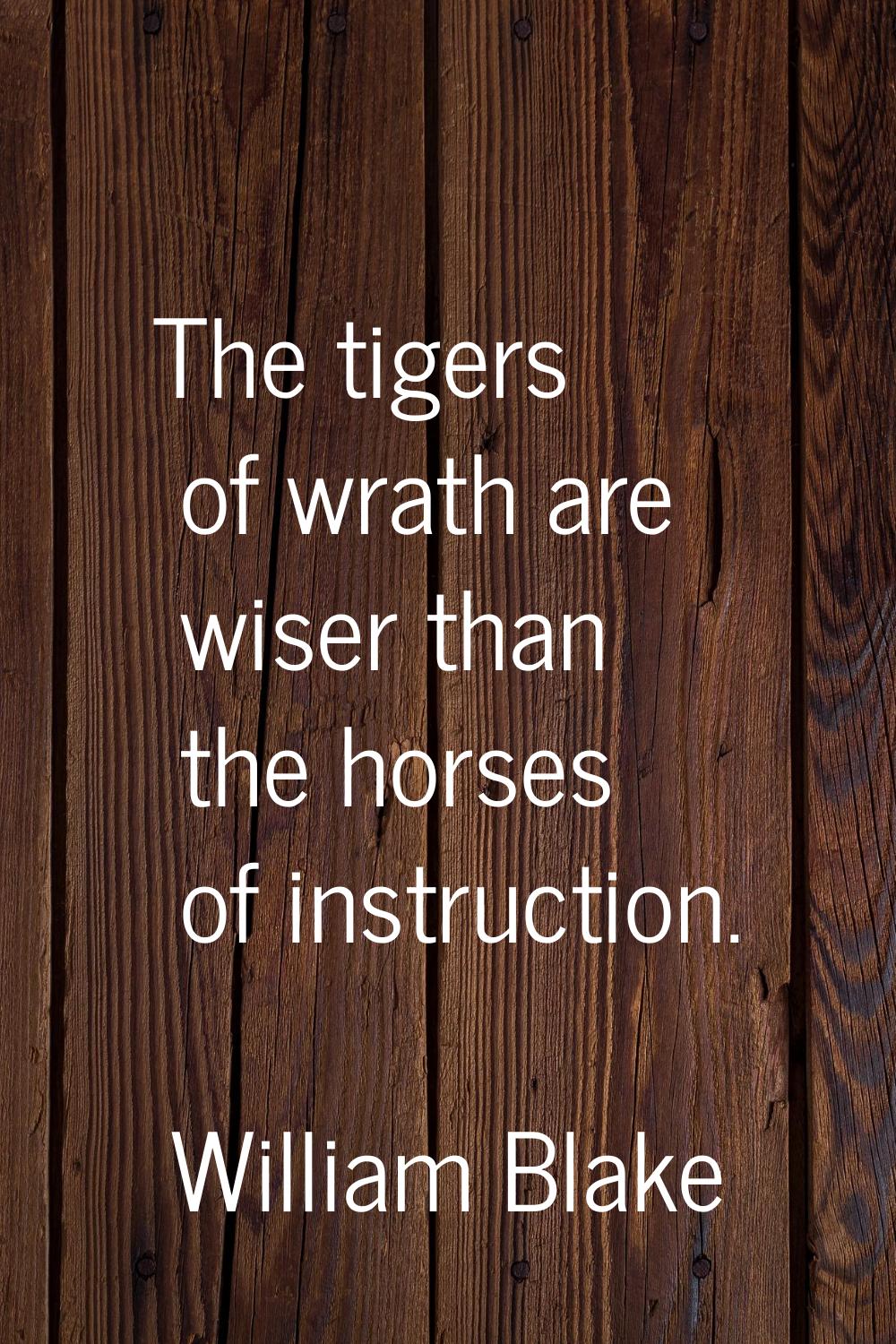 The tigers of wrath are wiser than the horses of instruction.