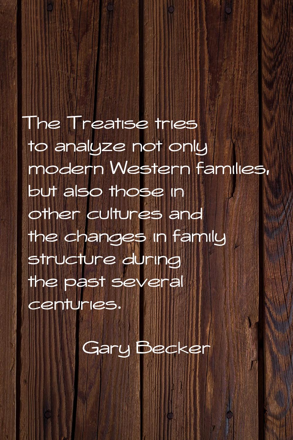 The Treatise tries to analyze not only modern Western families, but also those in other cultures an