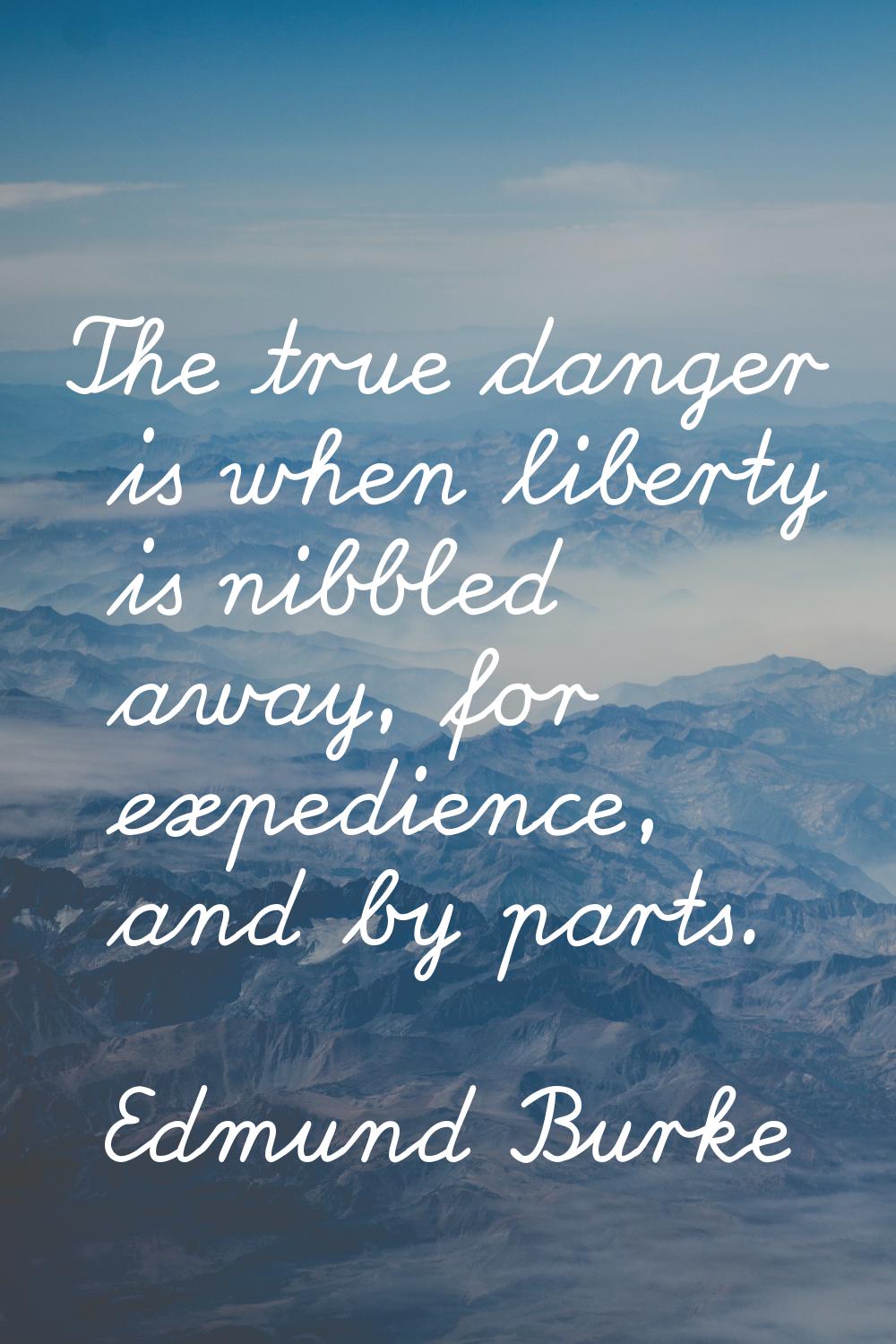 The true danger is when liberty is nibbled away, for expedience, and by parts.