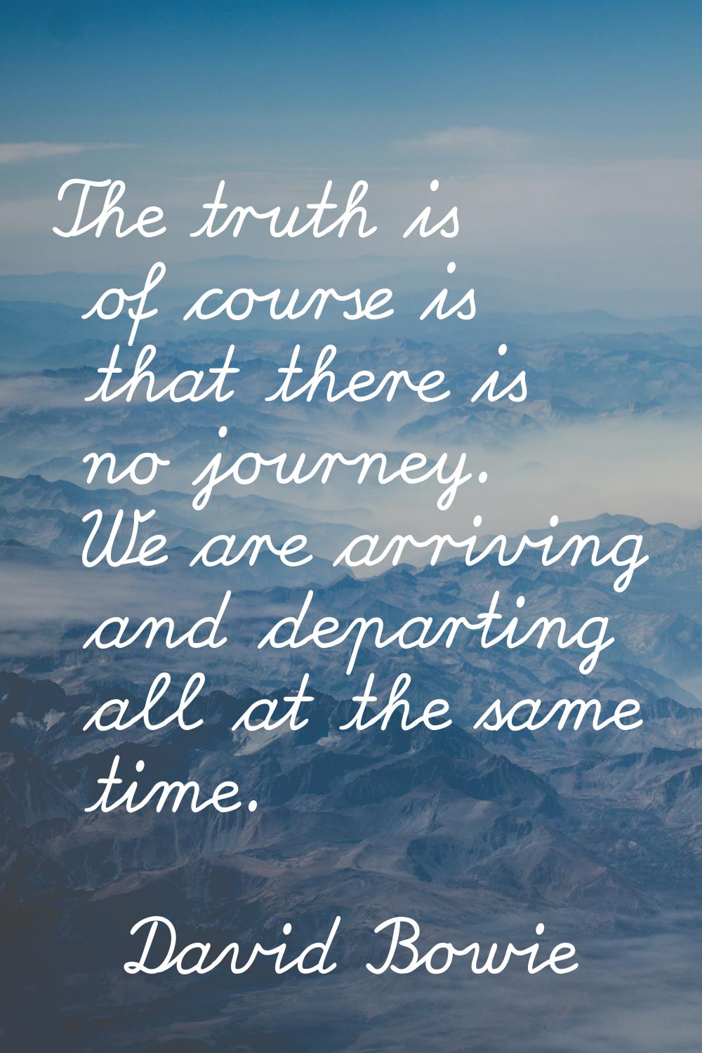 The truth is of course is that there is no journey. We are arriving and departing all at the same t