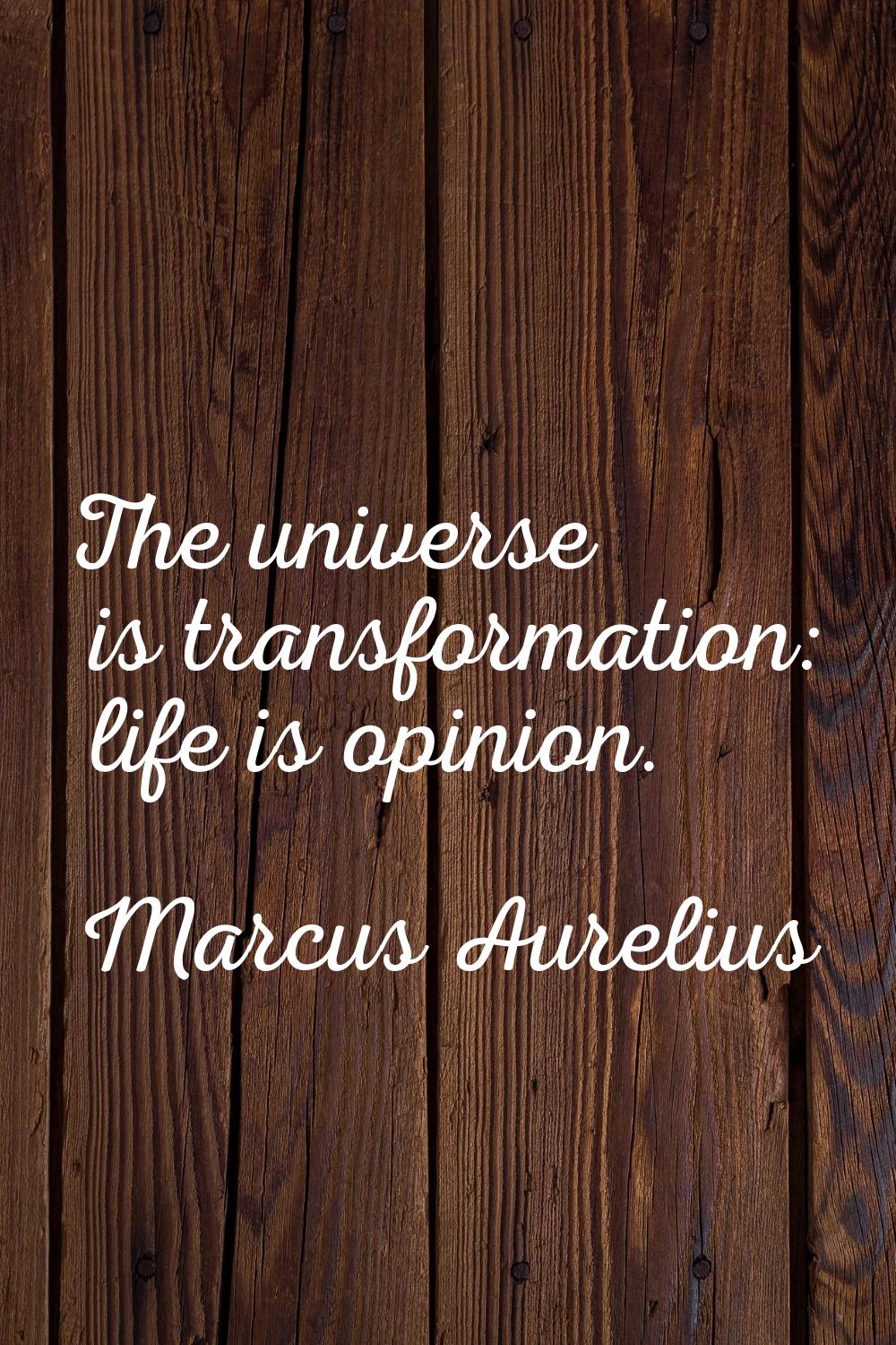 The universe is transformation: life is opinion.