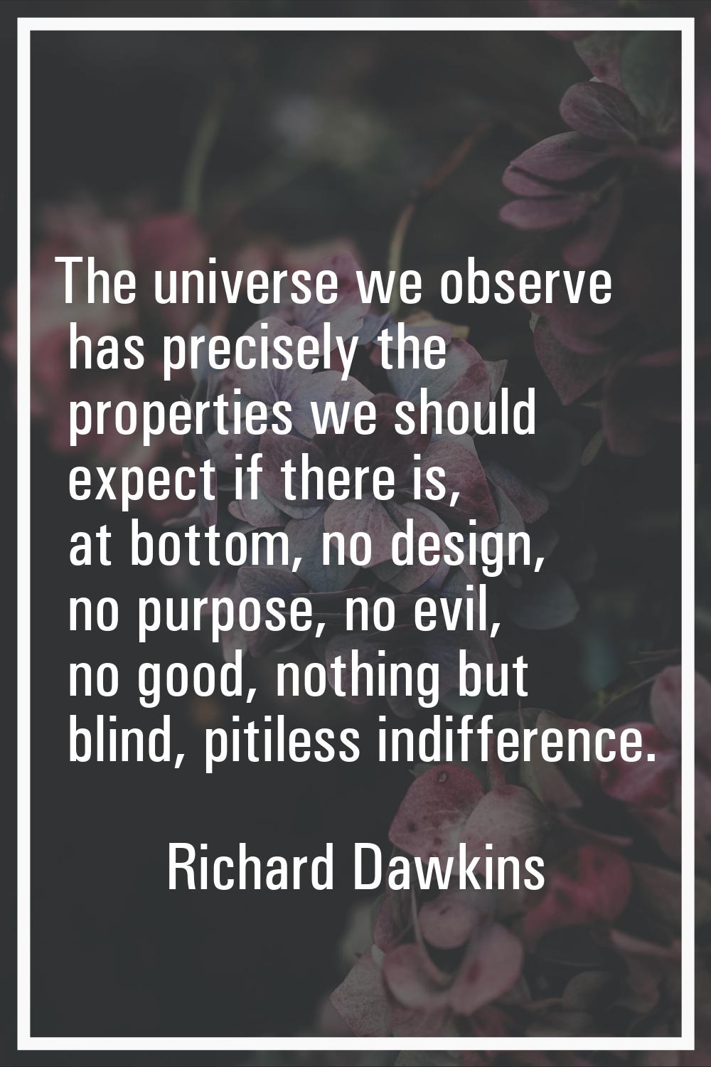The universe we observe has precisely the properties we should expect if there is, at bottom, no de