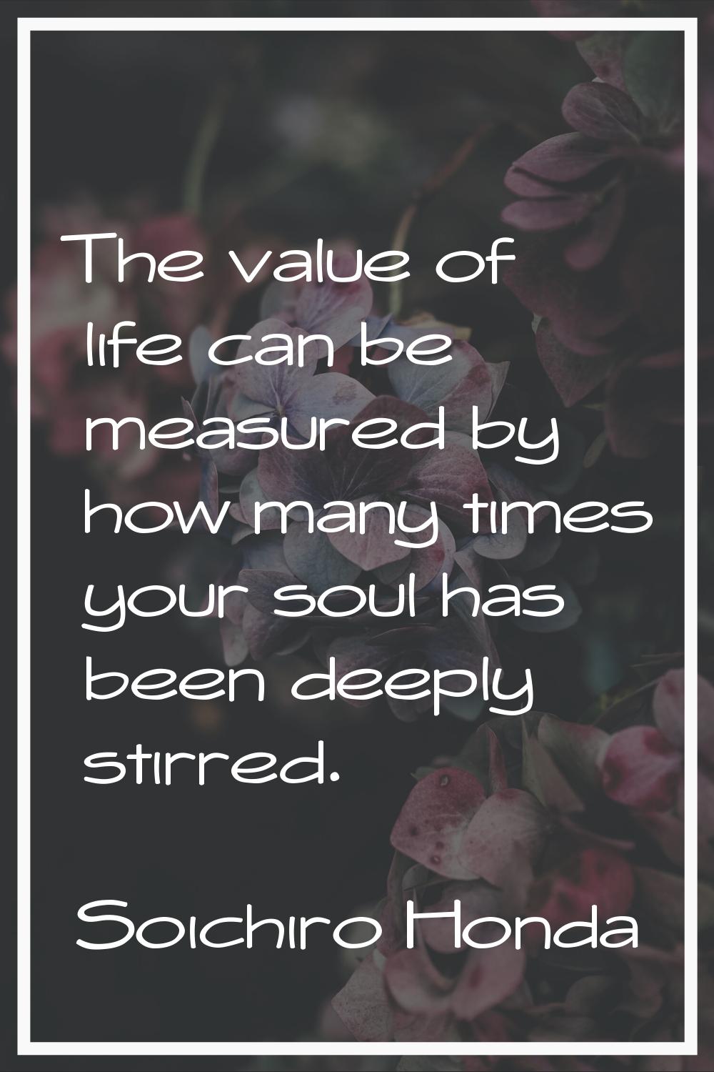 The value of life can be measured by how many times your soul has been deeply stirred.