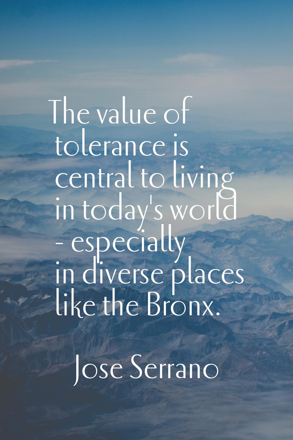 The value of tolerance is central to living in today's world - especially in diverse places like th