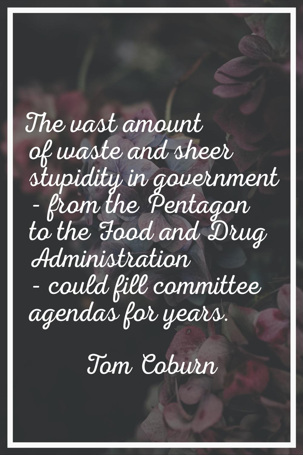 The vast amount of waste and sheer stupidity in government - from the Pentagon to the Food and Drug