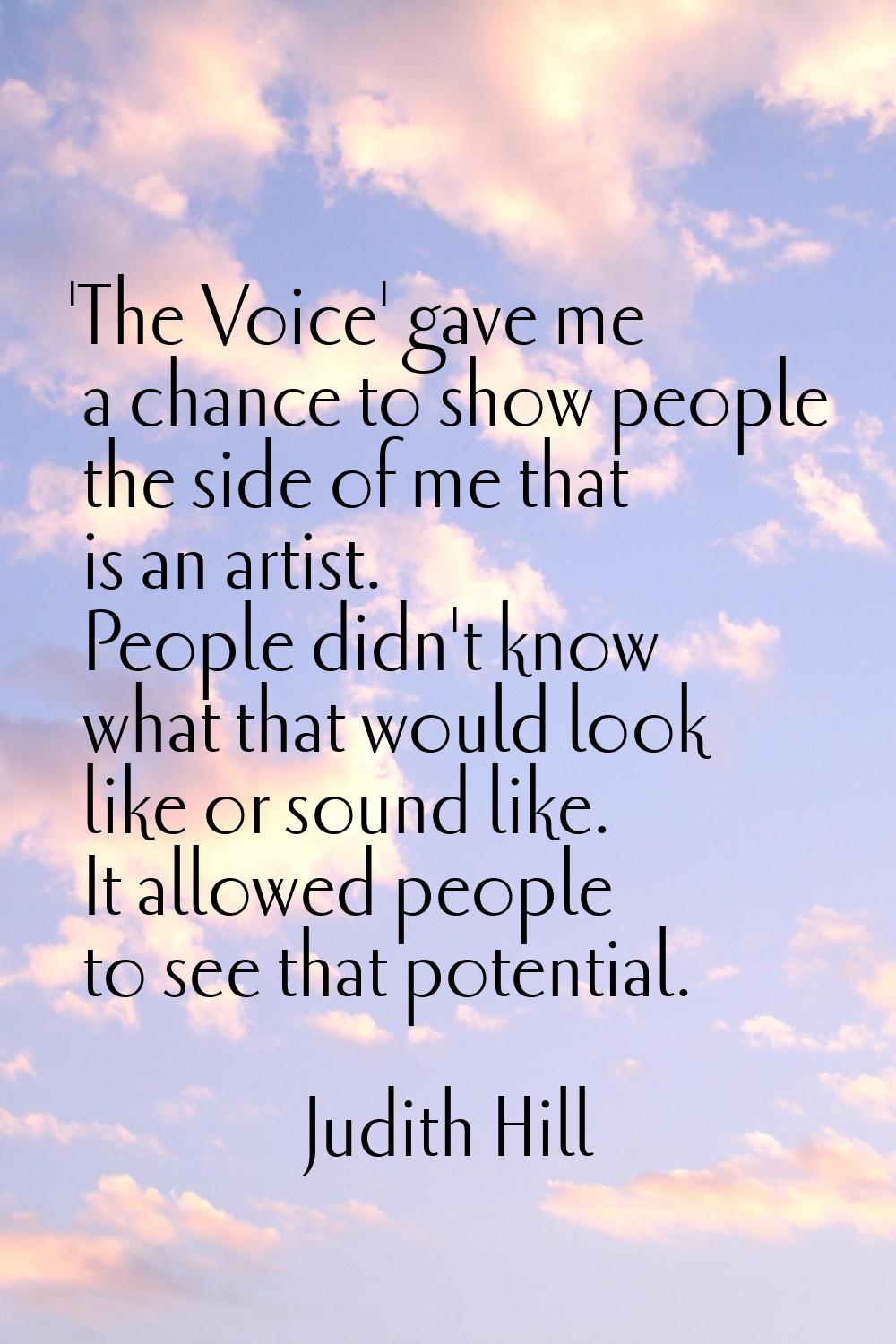 'The Voice' gave me a chance to show people the side of me that is an artist. People didn't know wh