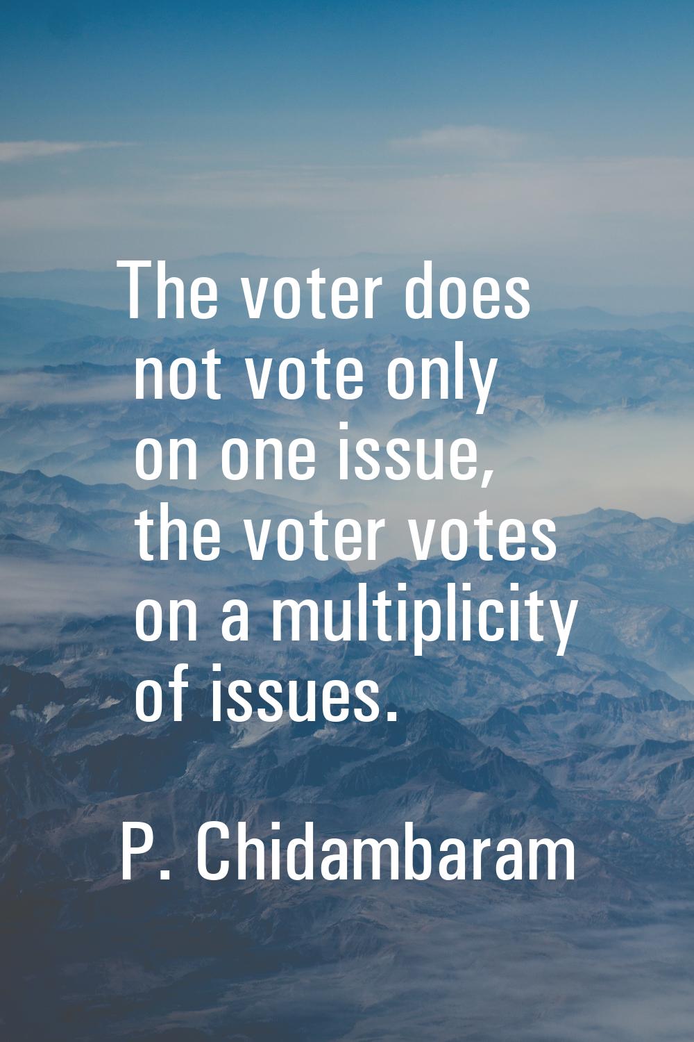 The voter does not vote only on one issue, the voter votes on a multiplicity of issues.
