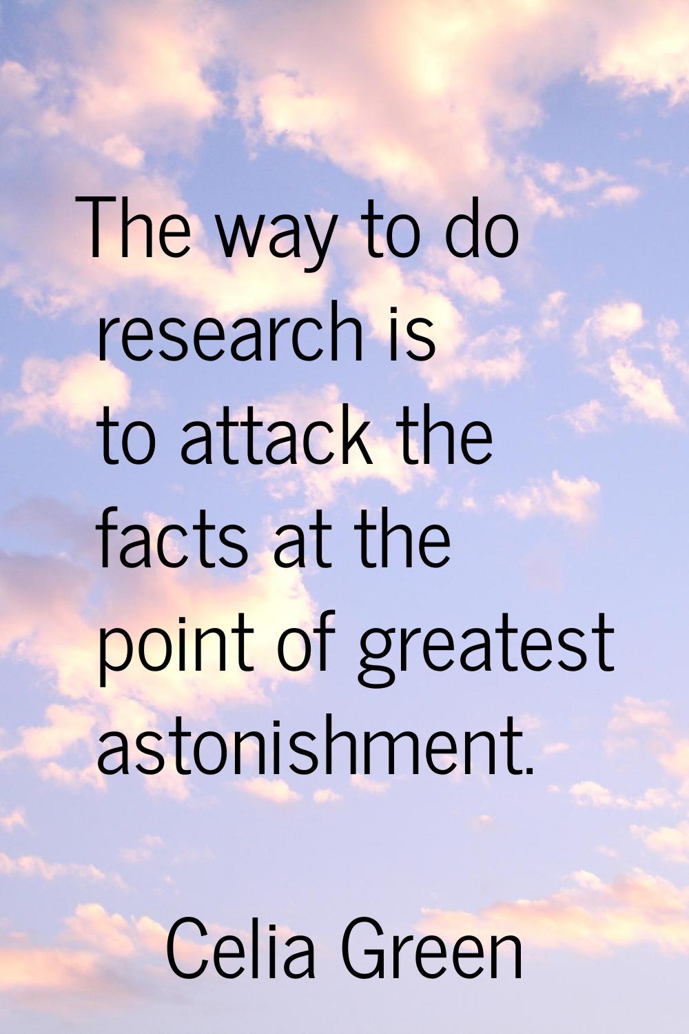 The way to do research is to attack the facts at the point of greatest astonishment.