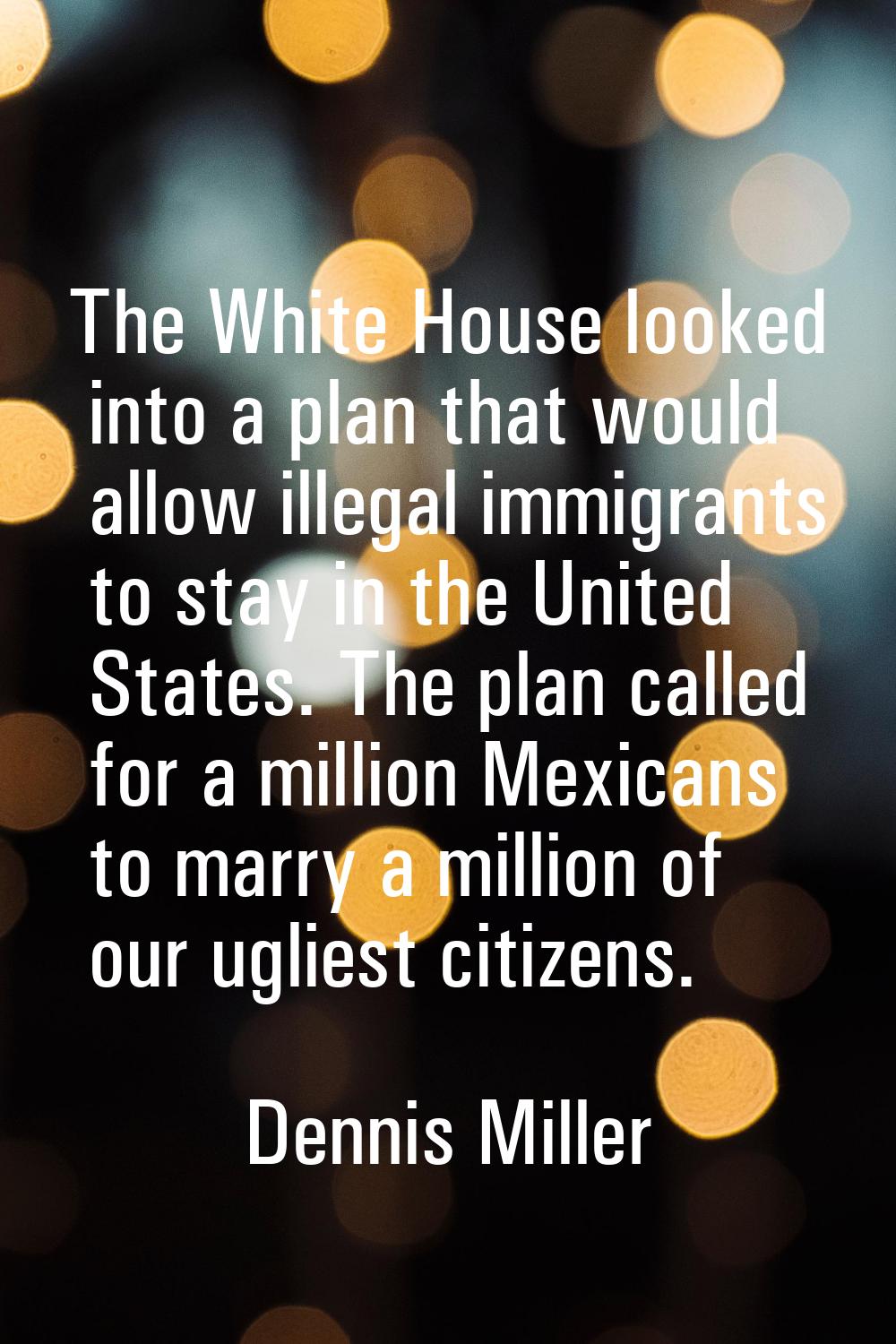 The White House looked into a plan that would allow illegal immigrants to stay in the United States