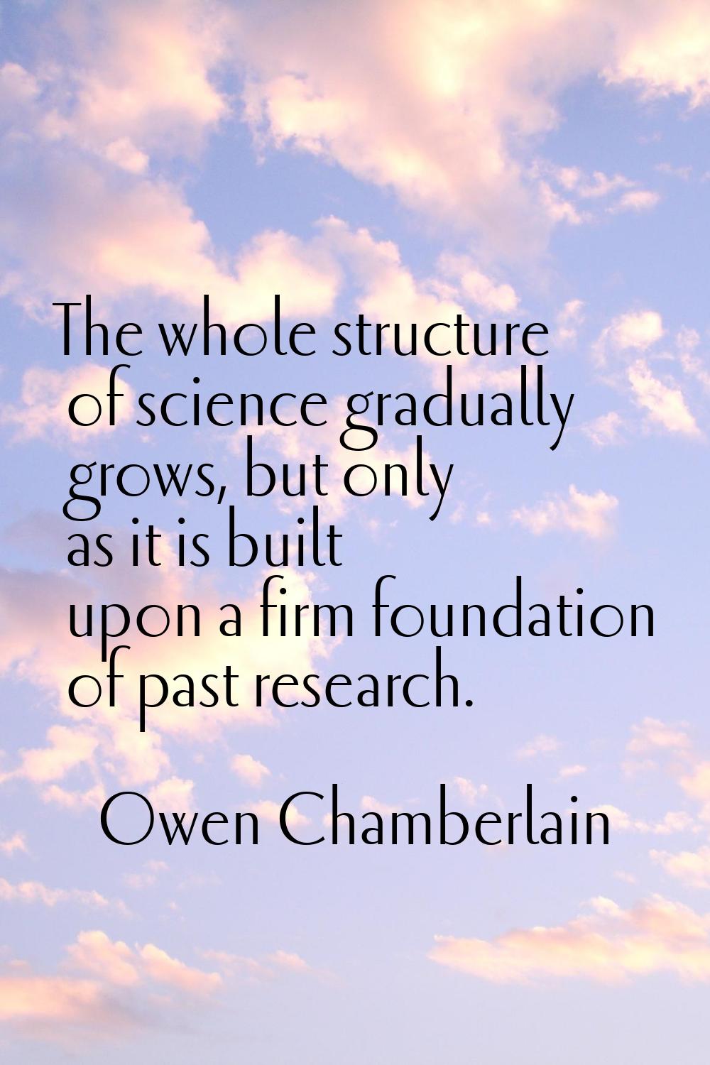 The whole structure of science gradually grows, but only as it is built upon a firm foundation of p