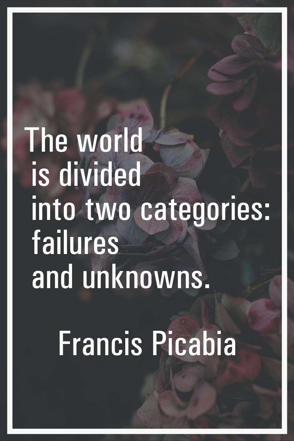 The world is divided into two categories: failures and unknowns.