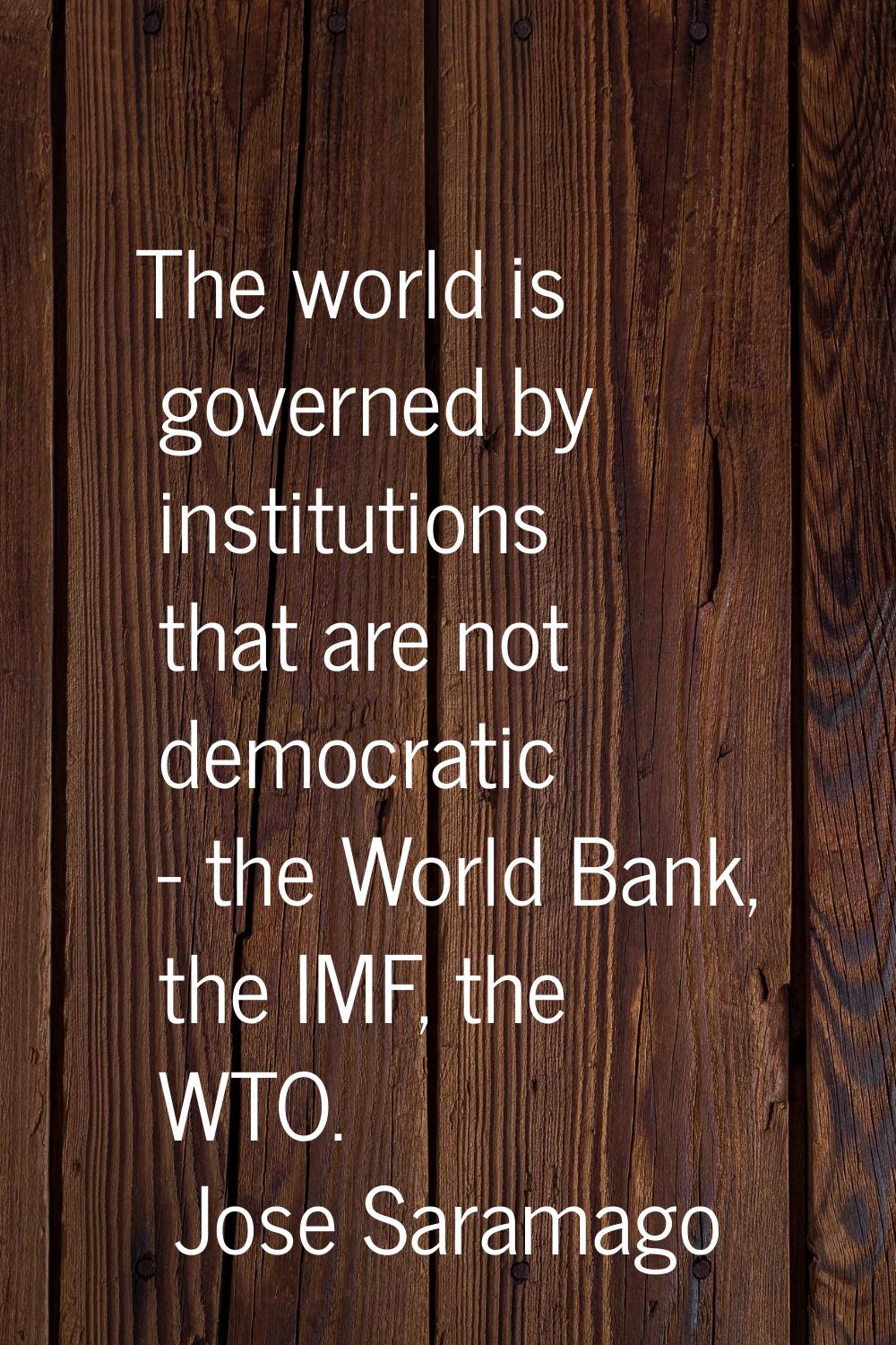 The world is governed by institutions that are not democratic - the World Bank, the IMF, the WTO.