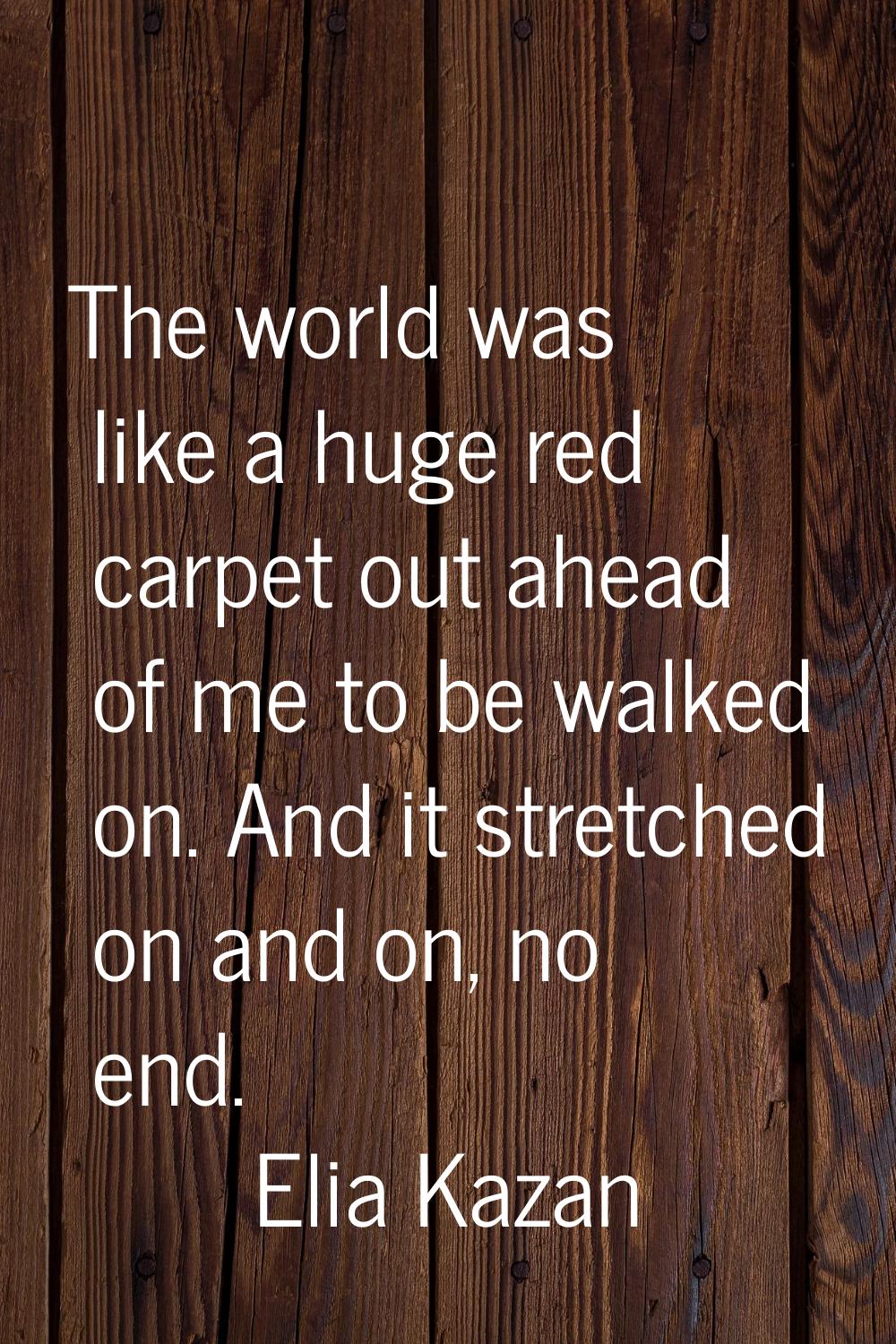 The world was like a huge red carpet out ahead of me to be walked on. And it stretched on and on, n