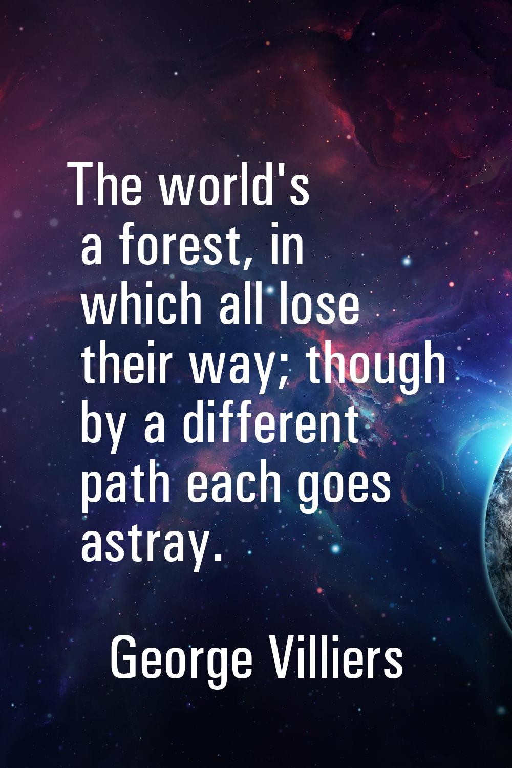 The world's a forest, in which all lose their way; though by a different path each goes astray.