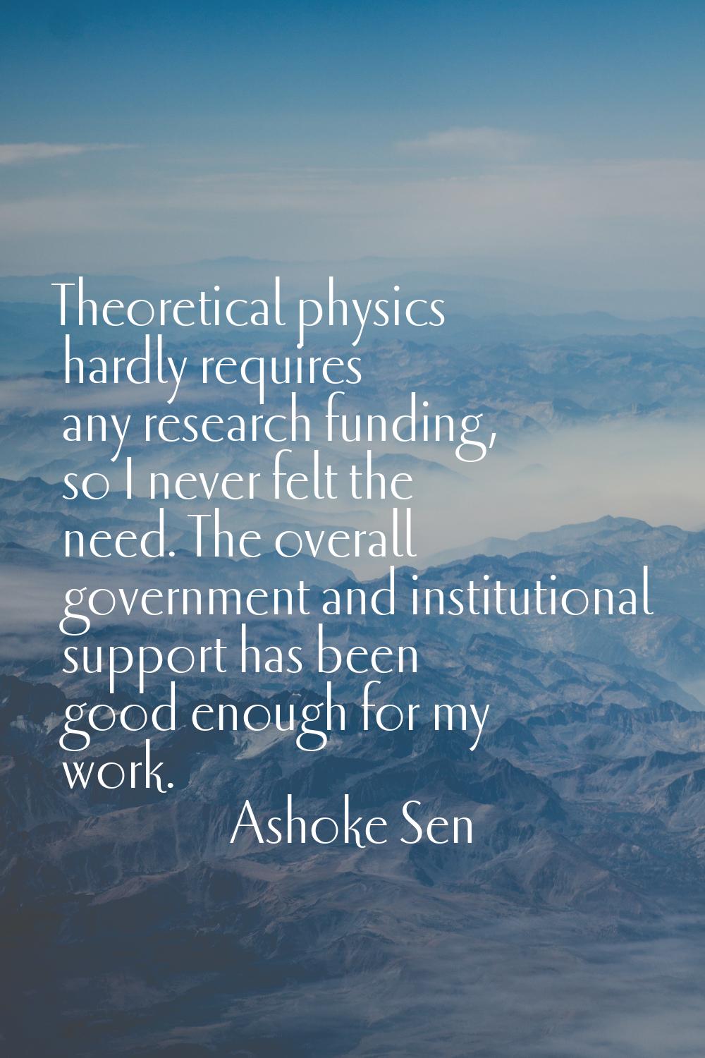 Theoretical physics hardly requires any research funding, so I never felt the need. The overall gov