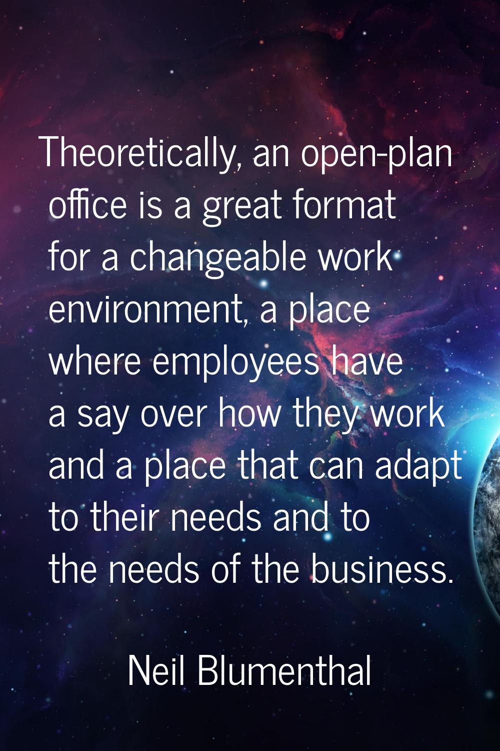 Theoretically, an open-plan office is a great format for a changeable work environment, a place whe