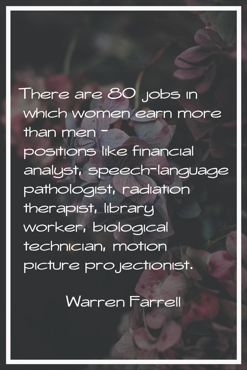 There are 80 jobs in which women earn more than men - positions like financial analyst, speech-lang