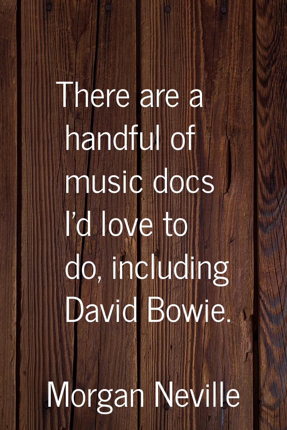 There are a handful of music docs I'd love to do, including David Bowie.