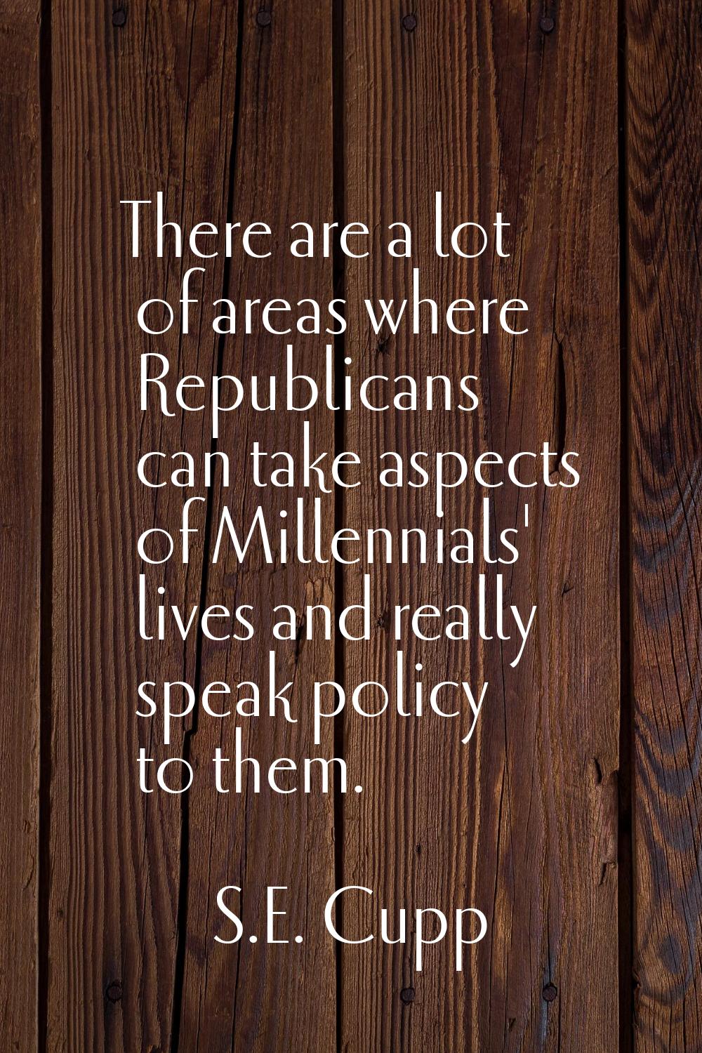 There are a lot of areas where Republicans can take aspects of Millennials' lives and really speak 