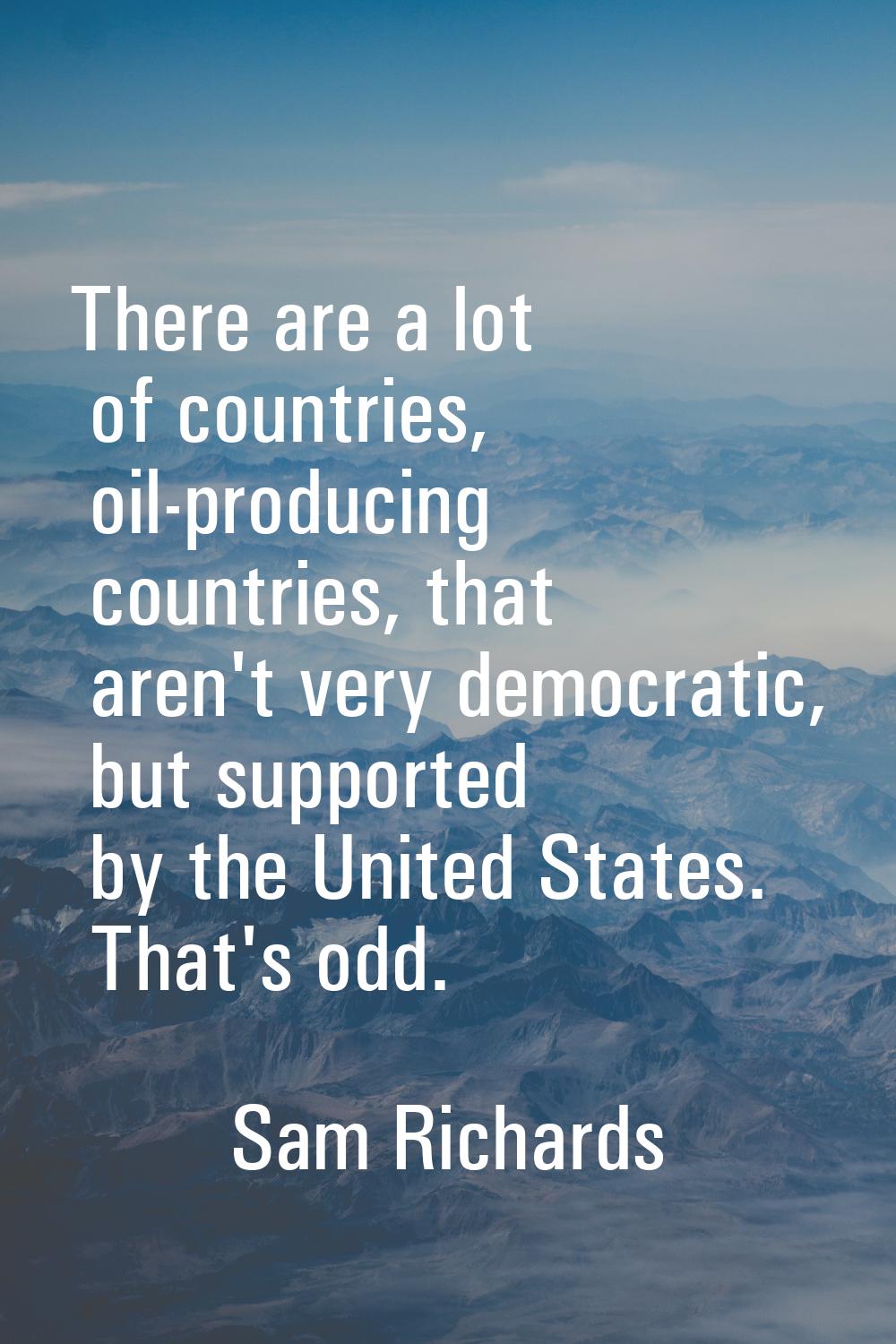 There are a lot of countries, oil-producing countries, that aren't very democratic, but supported b