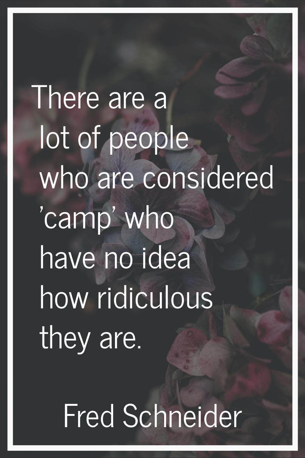 There are a lot of people who are considered 'camp' who have no idea how ridiculous they are.