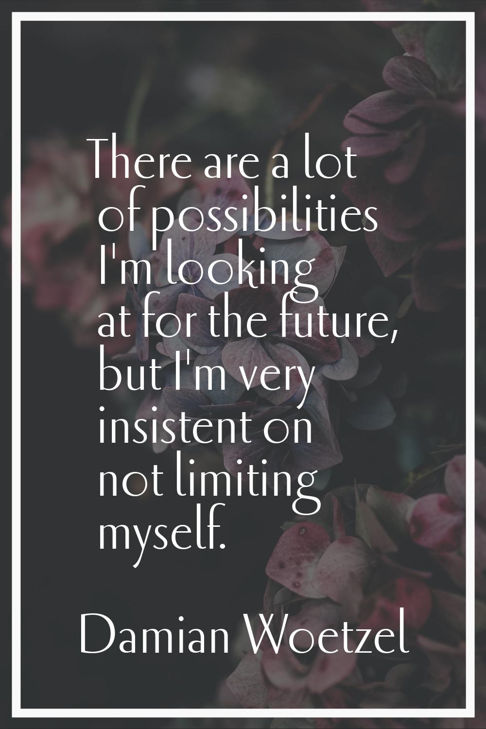 There are a lot of possibilities I'm looking at for the future, but I'm very insistent on not limit
