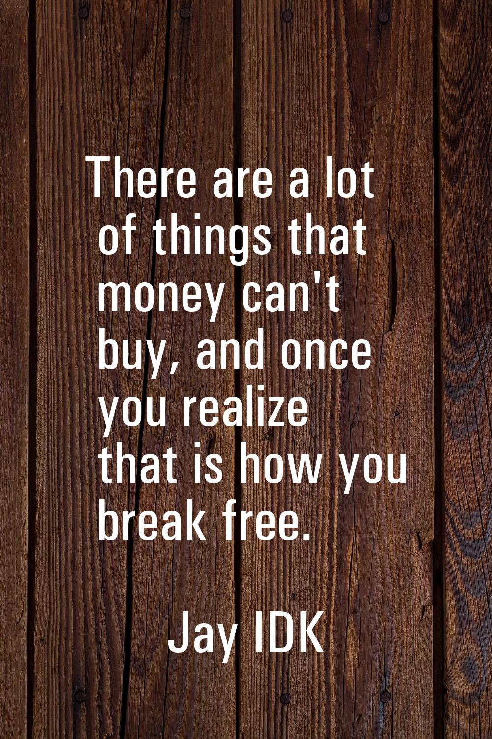 There are a lot of things that money can't buy, and once you realize that is how you break free.